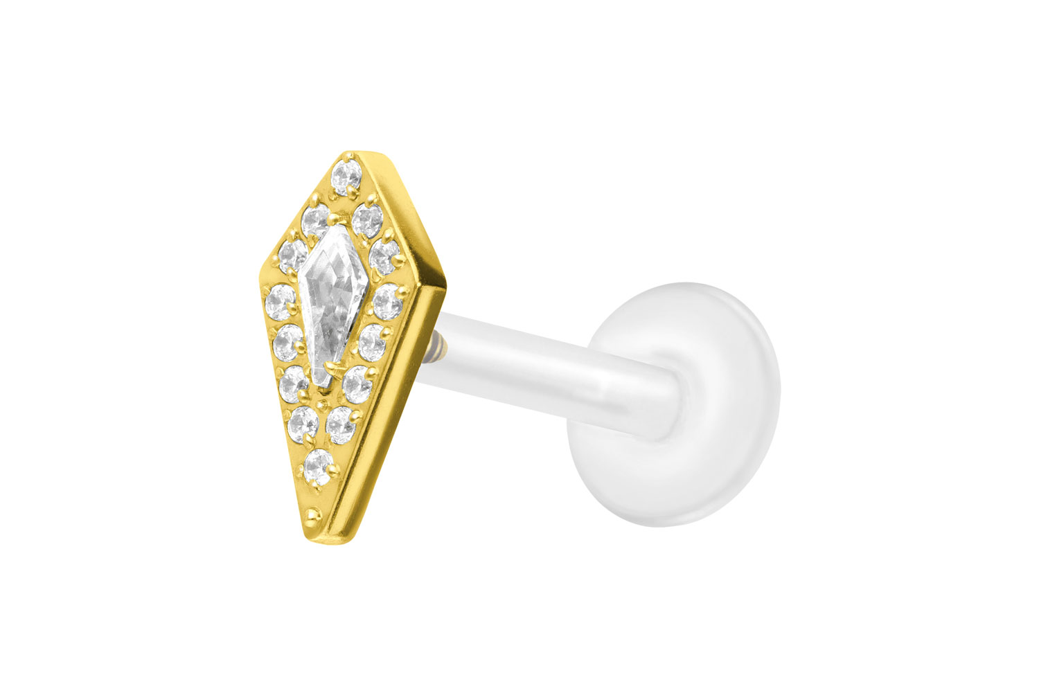 PTFE Labret Piercing mit Innengewinde + Titan-Aufsatz KRISTALLSCHILD